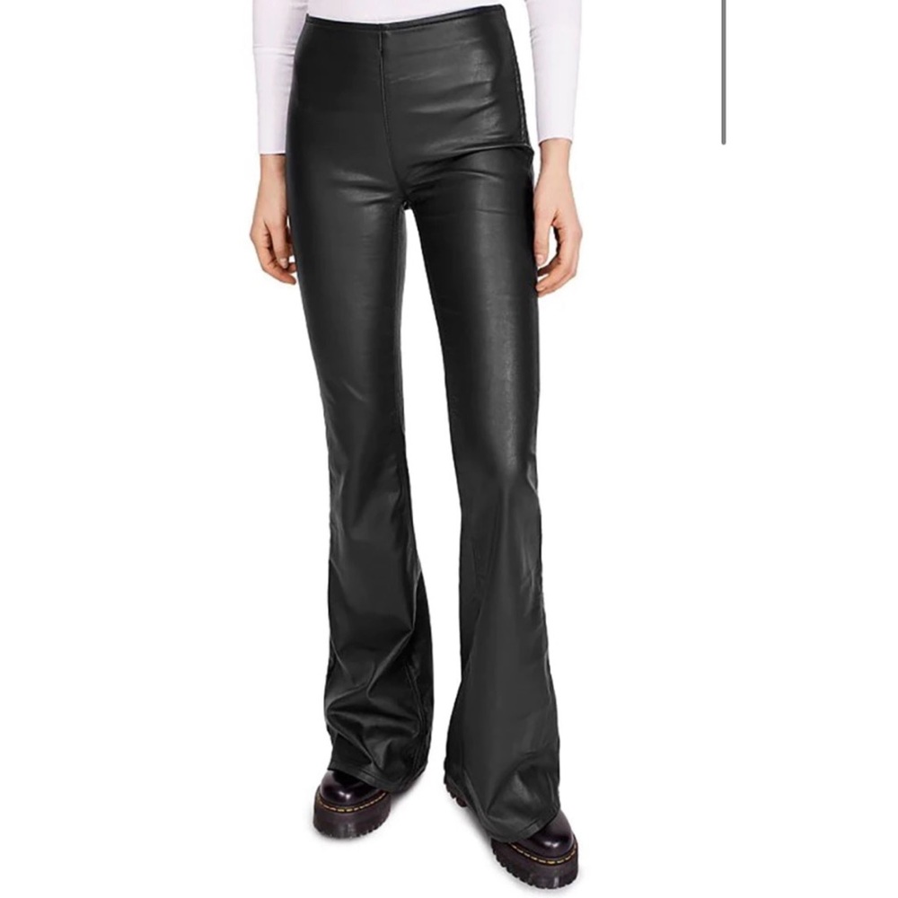 NWT FREE PEOPLE PENNY PULL ON FLARED FAUX LEATHER PANTS